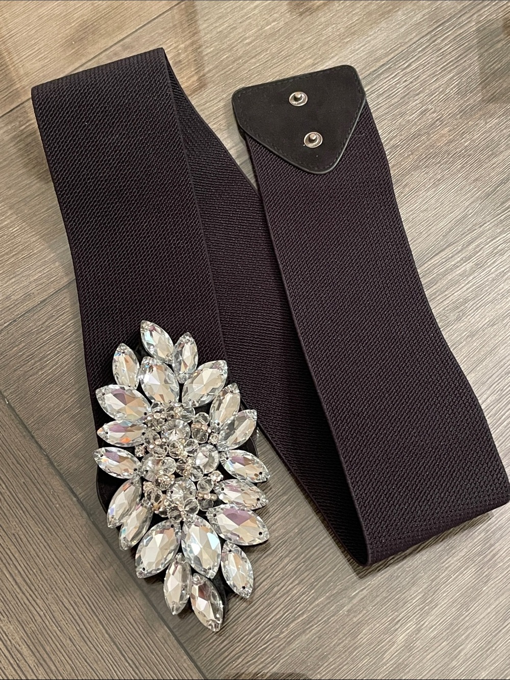 Vintage Style Stunning Glam Wide Elastic Belt with Crystal Rhinestones Details